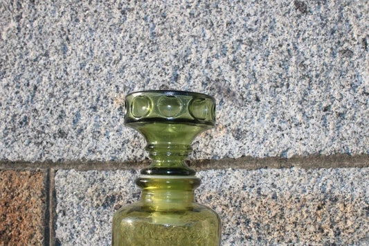 Carafe vintage en verre ambré Empoli à motif ancre – Italie, années 1960 – Décor nautique