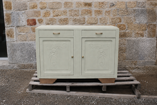 Buffet vintage Art Déco rénové • Vert Lézard Pure & Paint - VENDU