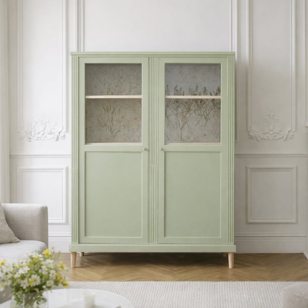 Vitrine ancienne rénovée – vert Lézard (Pure & Paint) - VENDU