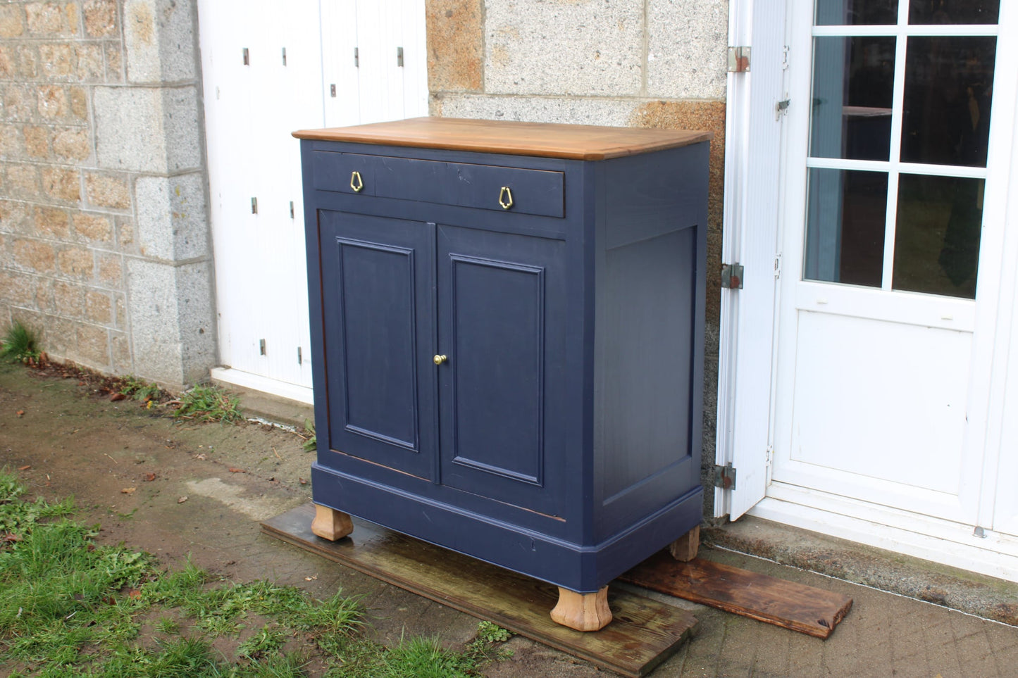 Buffet en bois massif bleu de Sèvres
