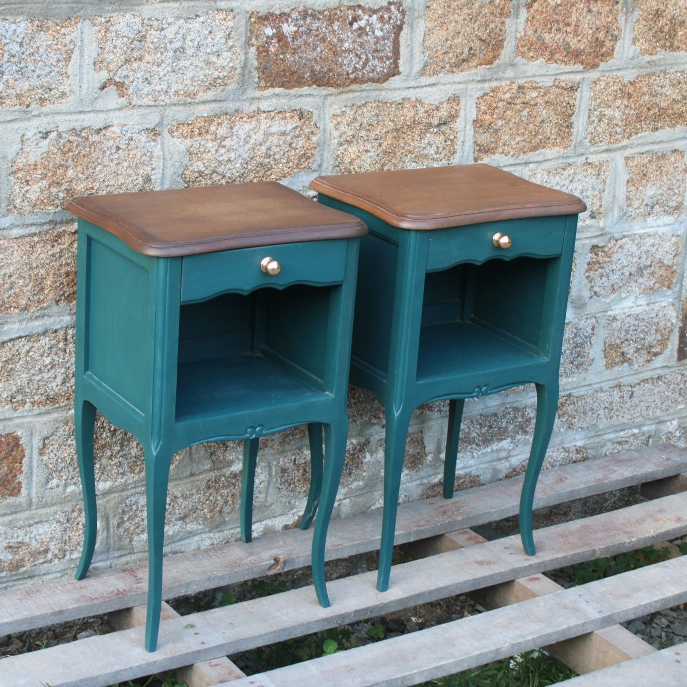 Paire de chevets bleu canard - VENDU