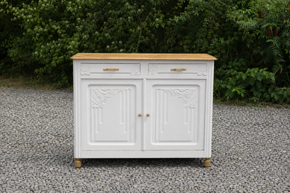Buffet Art Déco rénové en bouleau – Plateau en chêne massif verni - VENDU