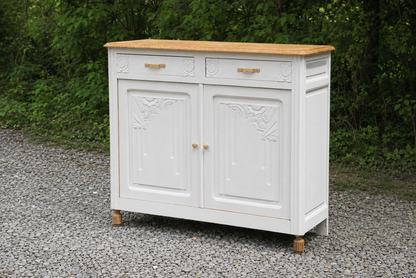 Buffet Art Déco rénové en bouleau – Plateau en chêne massif verni - VENDU