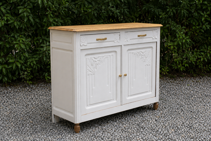 Buffet Art Déco rénové en bouleau – Plateau en chêne massif verni - VENDU