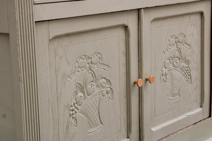 Buffet ancien style Art déco en chêne massif – Vert Lézard Pure & Paint et bois naturel – 121 cm