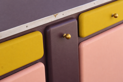 Buffet Mado rénové – buffet bas vintage aubergine - VENDU