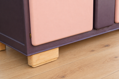 Buffet Mado rénové – buffet bas vintage aubergine - VENDU