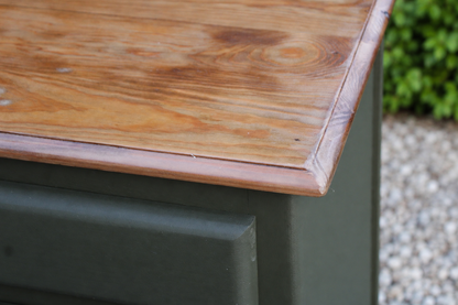 Buffet Mado vintage rénové kaki et bois – 2 portes et 1 tiroir