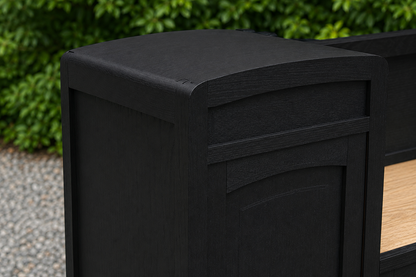 Buffet vintage revisité noir & laiton – meuble vitré esprit Art déco / parisien