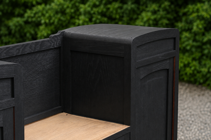Buffet vintage revisité noir & laiton – meuble vitré esprit Art déco / parisien