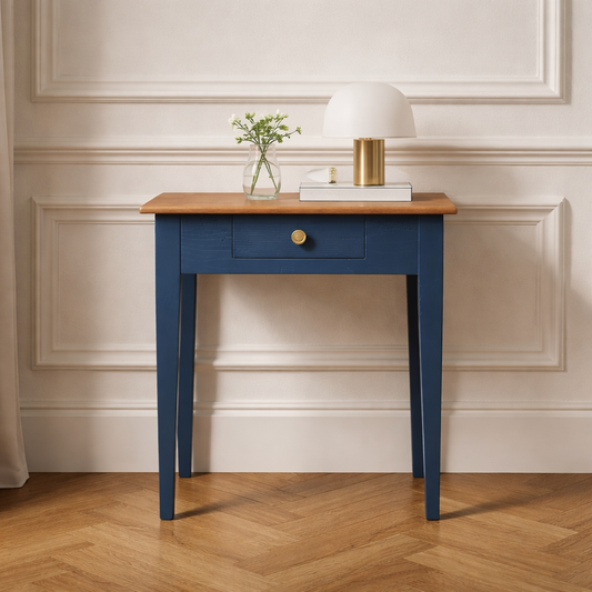 Table d'appoint ancienne rénovée – plateau bois naturel