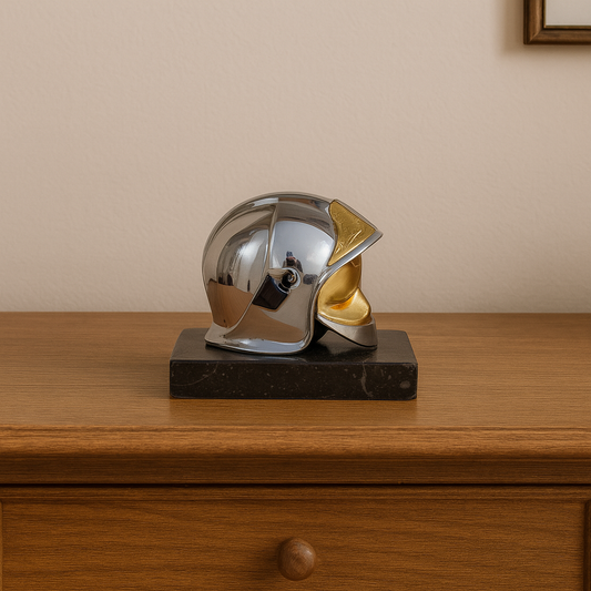 Serre-livres casque de pompier – Base en marbre noir