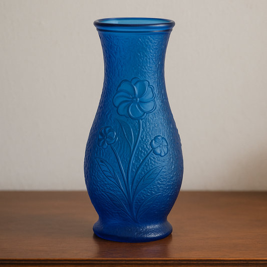 Vase vintage en verre bleu – Constantin – Made in Italy