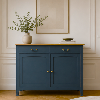 Buffet ancien type parisien rénové bleu & bois - VENDU