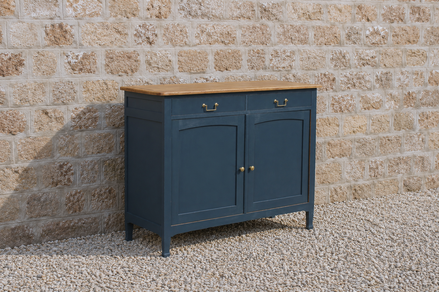Buffet ancien type parisien rénové bleu & bois - VENDU