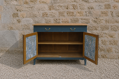 Buffet ancien type parisien rénové bleu & bois - VENDU