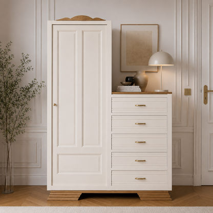 Armoire asymétrique en chêne massif – Style Art Déco revisité