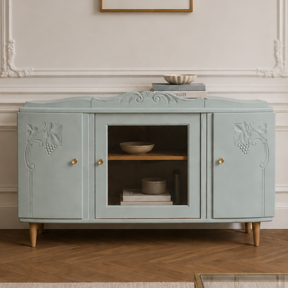 Enfilade Art Déco en bois massif – Vert de gris – 140 cm