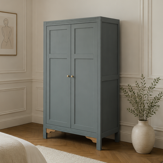Armoire parisienne rénovée – Kaki 4MURS – Penderie ancienne – Style campagne chic