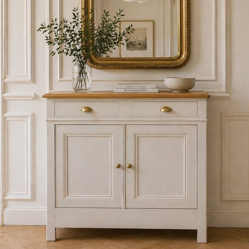 Buffet campagne ancien blanc cassé - Projet sur Mesure