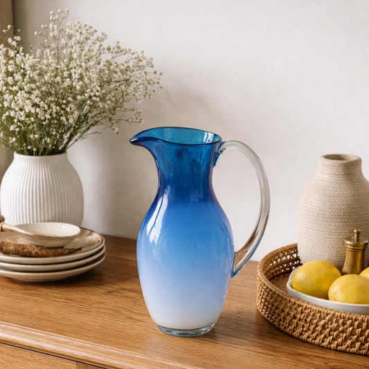 Pichet en verre bleu dégradé – H29 cm