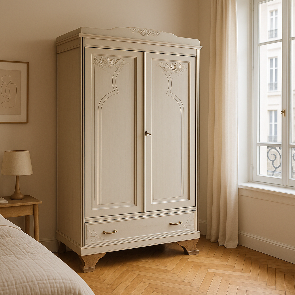 Armoire Art Déco rénovée – Beige Cordage ID Eco – VENDU