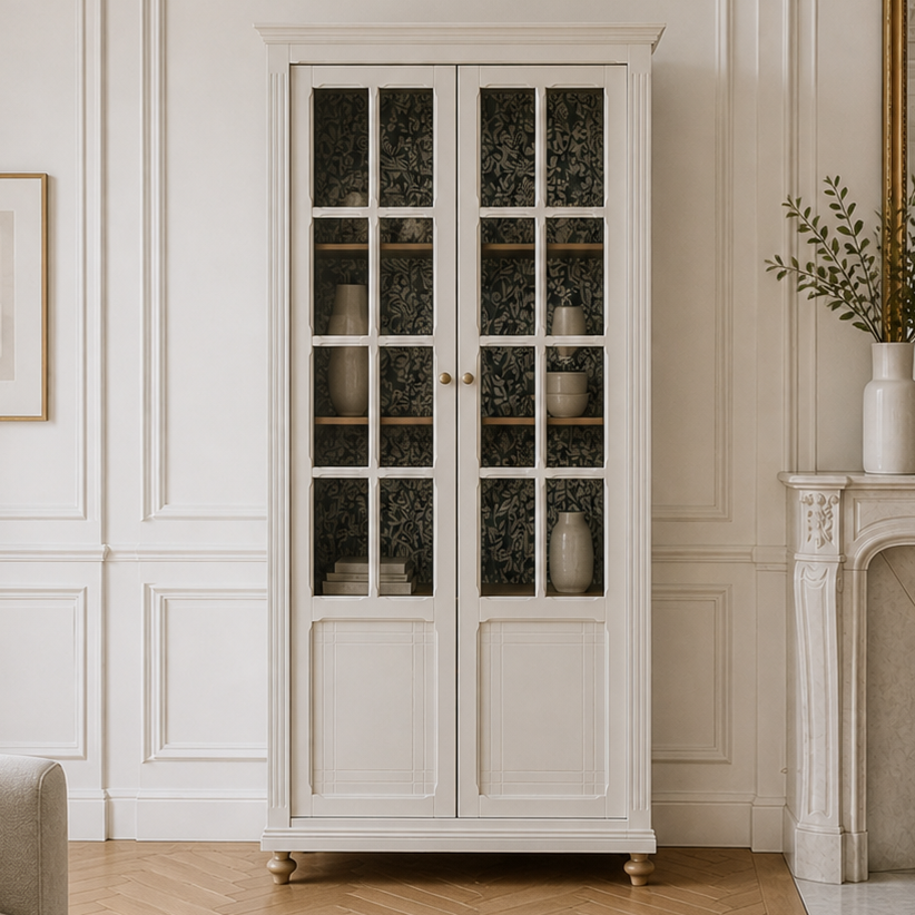 Vitrine parisienne ancienne rénovée – blanc cassé - VENDU