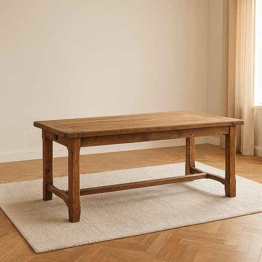 Table de ferme ancienne en chêne massif – Tiroir & rallonge à tirette – VENDU