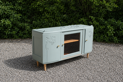 Enfilade Art Déco en bois massif – Vert de gris – 140 cm