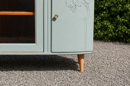 Enfilade Art Déco en bois massif – Vert de gris – 140 cm