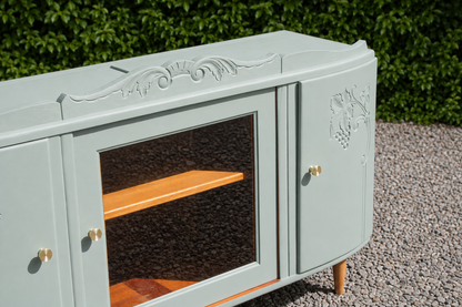 Enfilade Art Déco en bois massif – Vert de gris – 140 cm