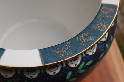 Grand cache-pot chinois en porcelaine polychrome – fleurs et oiseaux – Ø33 cm