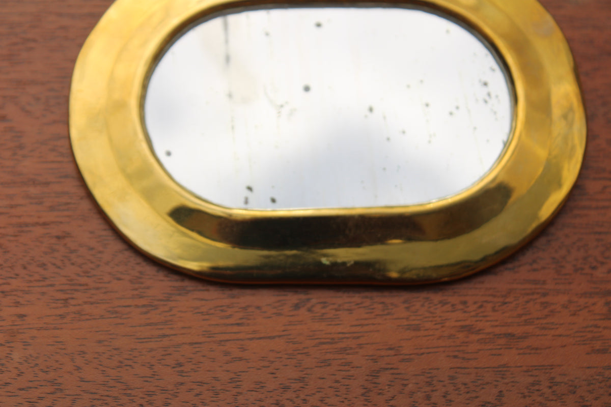 Petit miroir mural vintage en laiton doré – glace piquée – 14 cm