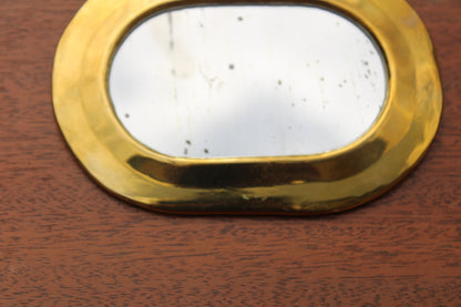 Petit miroir mural vintage en laiton doré – glace piquée – 14 cm