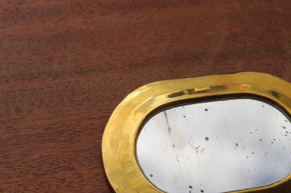 Petit miroir mural vintage en laiton doré – glace piquée – 14 cm