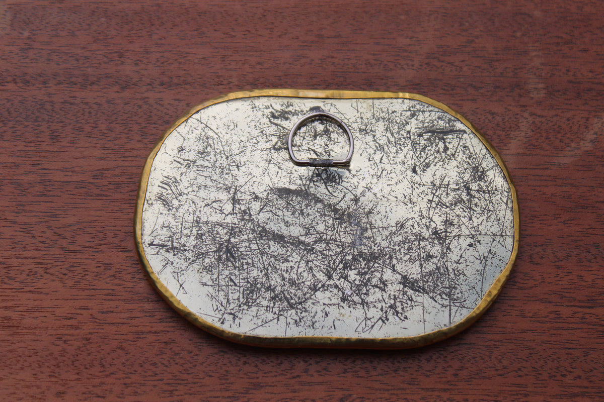 Petit miroir mural vintage en laiton doré – glace piquée – 14 cm