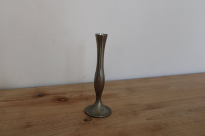 Soliflore vintage Damart en métal argenté – vase bougeoir design années 70