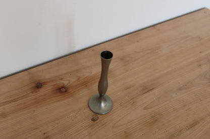 Soliflore vintage Damart en métal argenté – vase bougeoir design années 70