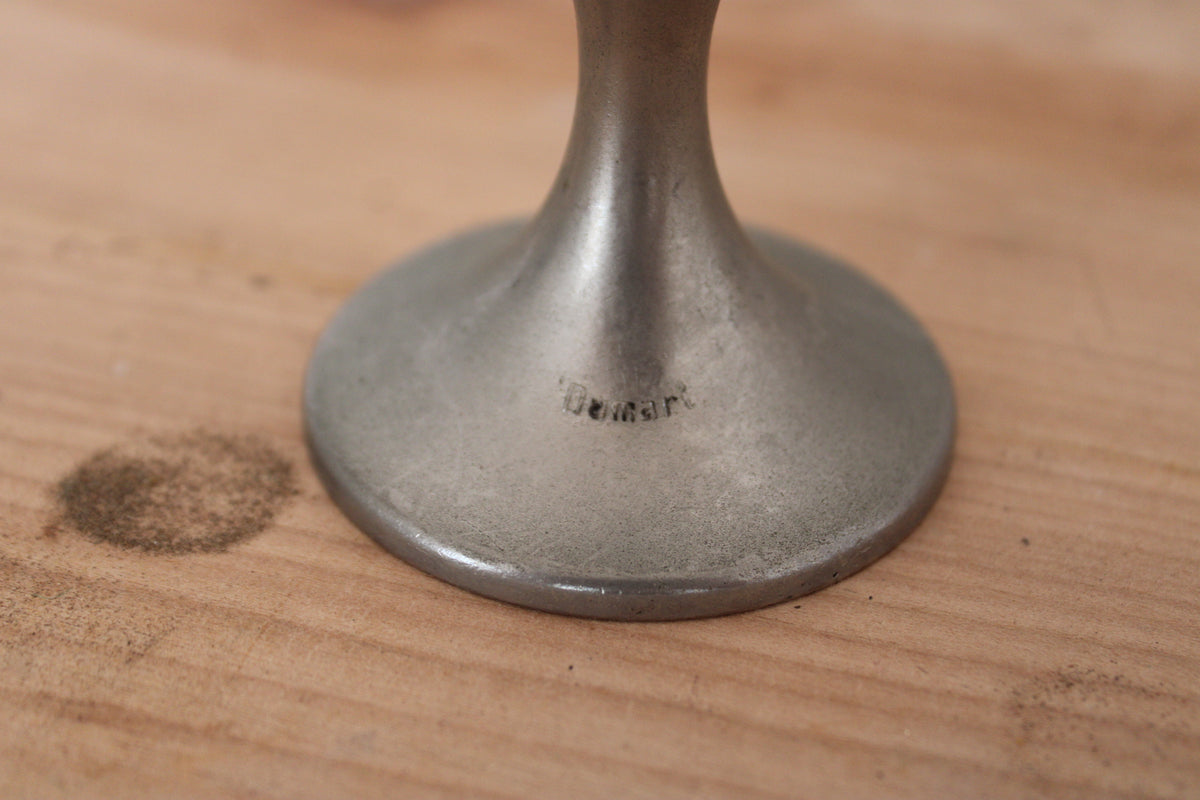 Soliflore vintage Damart en métal argenté – vase bougeoir design années 70
