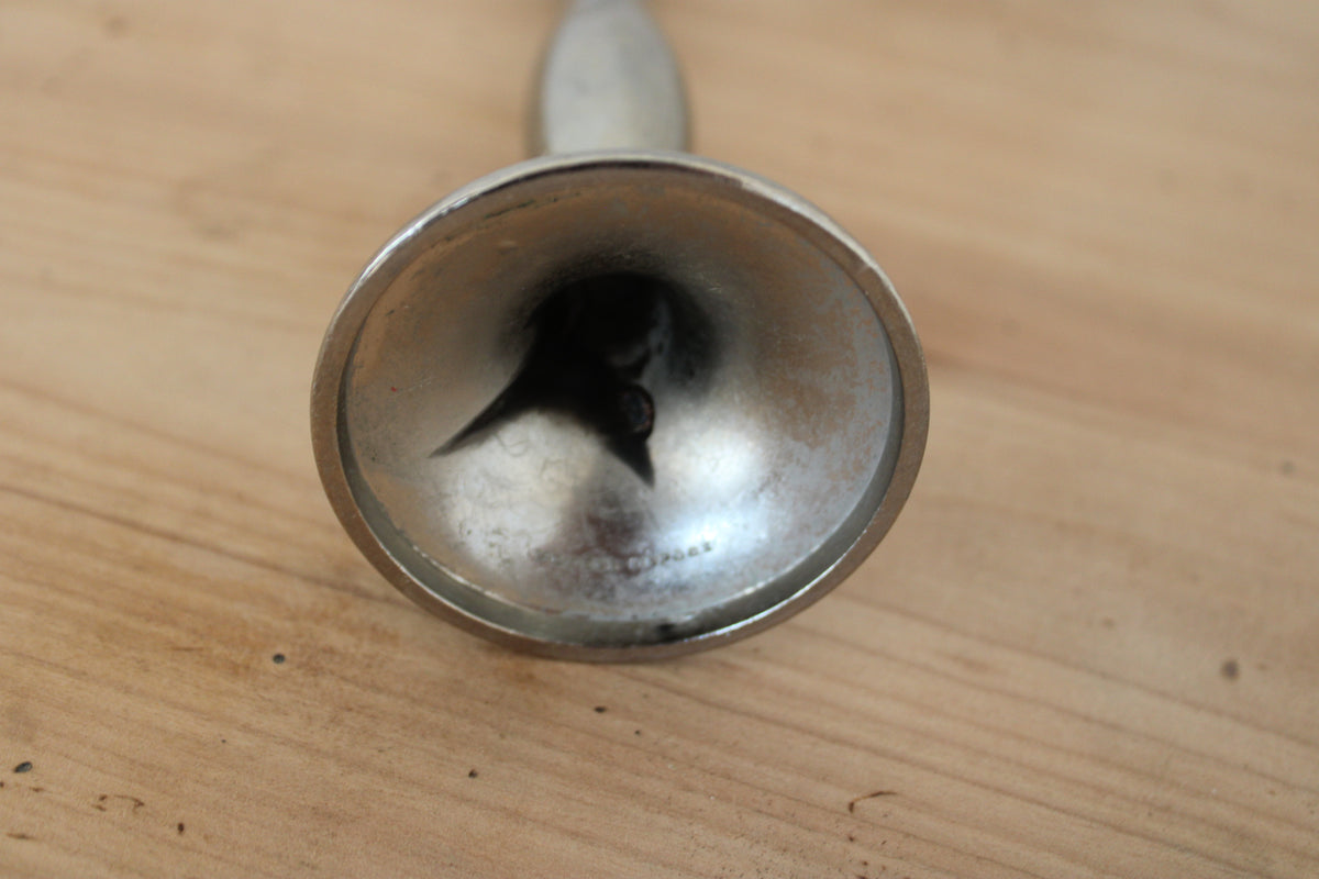 Soliflore vintage Damart en métal argenté – vase bougeoir design années 70