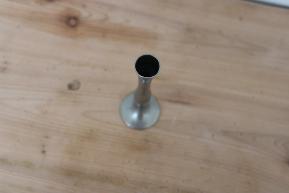 Soliflore vintage Damart en métal argenté – vase bougeoir design années 70
