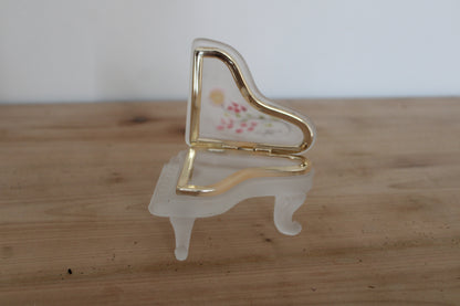 Boîte à bijoux vintage en forme de piano – verre dépoli peint main Creazioni Susy Italie