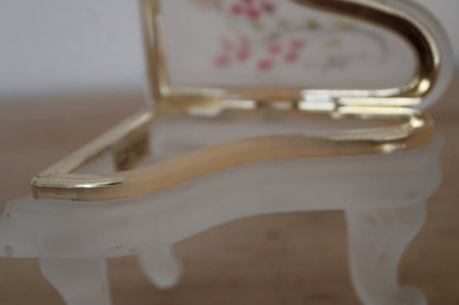 Boîte à bijoux vintage en forme de piano – verre dépoli peint main Creazioni Susy Italie