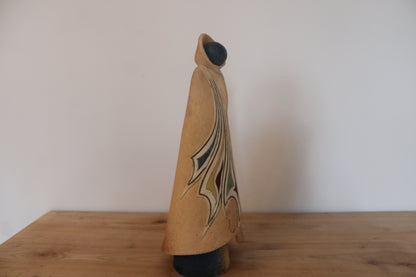 Grande sculpture en céramique vintage signée – Silhouette abstraite moderniste – Années 60/70 – 42 cm