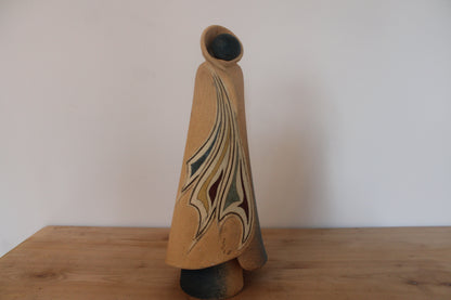 Grande sculpture en céramique vintage signée – Silhouette abstraite moderniste – Années 60/70 – 42 cm