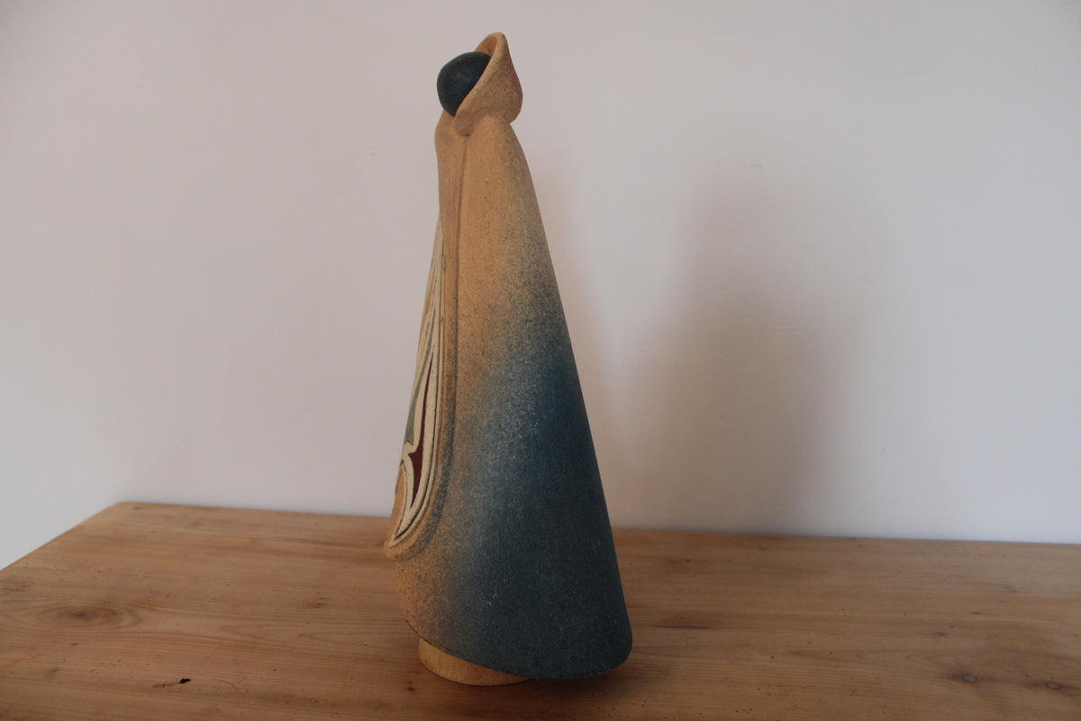 Grande sculpture en céramique vintage signée – Silhouette abstraite moderniste – Années 60/70 – 42 cm