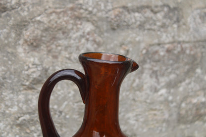 Superbe pichet en verre soufflé bullé, façon Biot