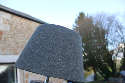 Duo de lampes céramique grise & abat-jour gris chiné – Design contemporain