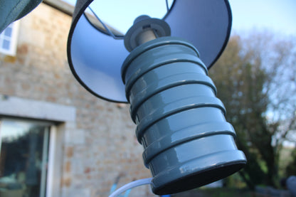 Duo de lampes céramique grise & abat-jour gris chiné – Design contemporain
