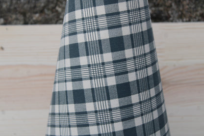 Lampe de table – Pied céramique bleu & abat-jour tartan